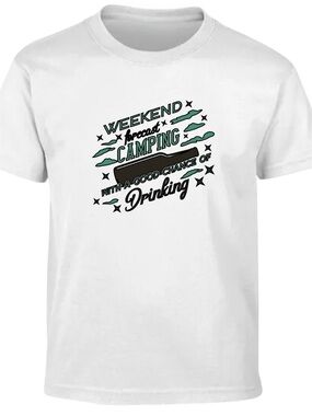 Weekend Camping Drinking Graphic Tee - White